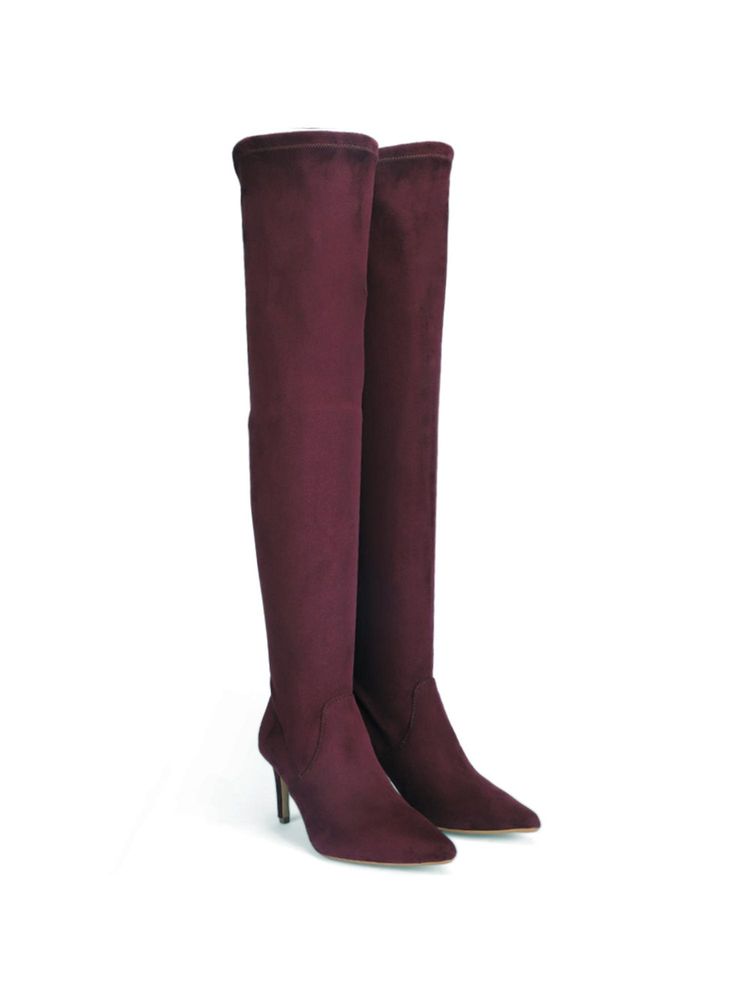 Saint G Women Wine Stretch Suede High Boots-picture-37