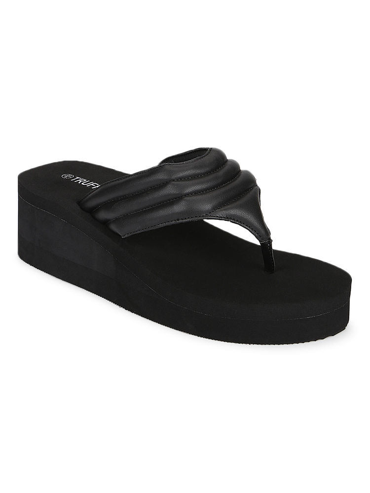 Truffle Collection Pu Wedge Heel Flip Flops