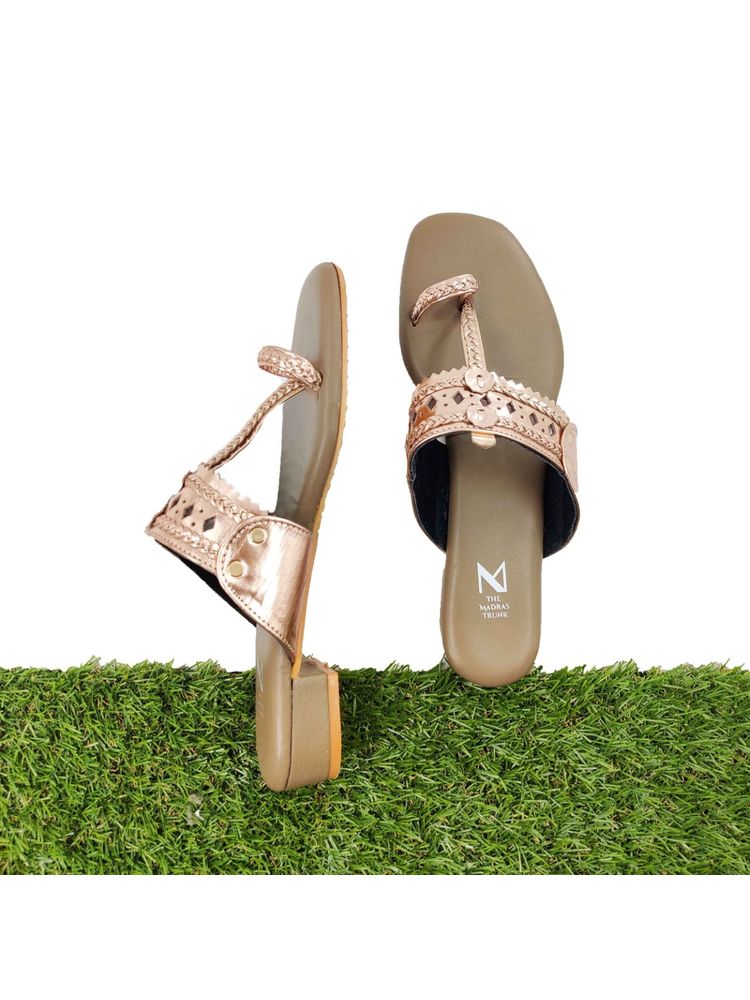 The Madras Trunk Solid Rosegold Kolhapuris
