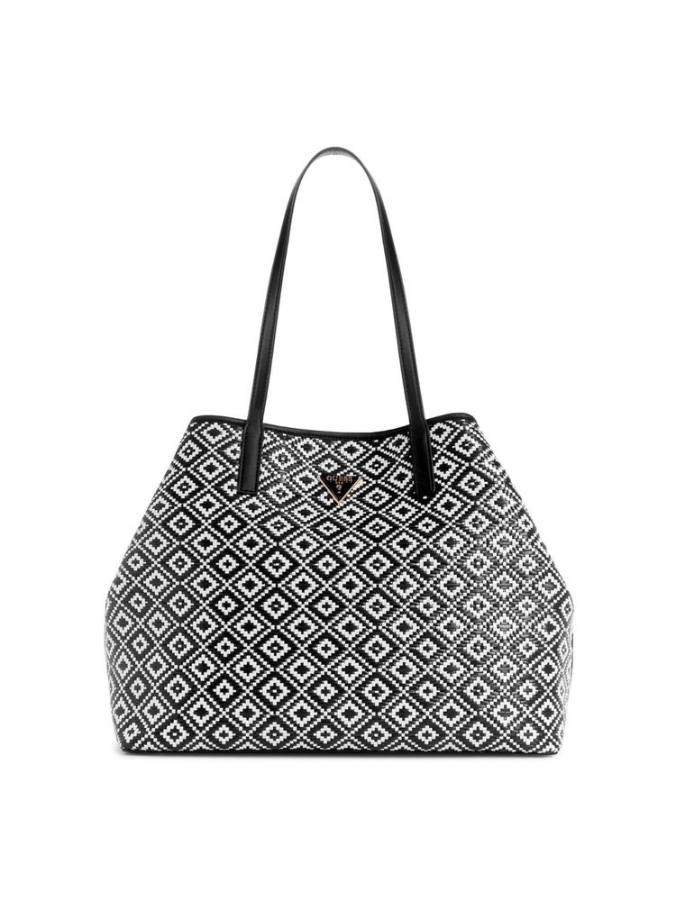 Guess Women'S Braided Black Polyurethane Vicky 2 In 1 Tote Bag-image-21