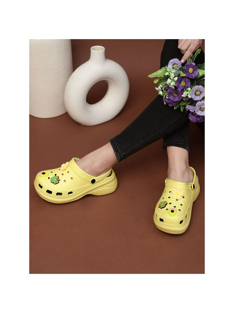 Truffle Collection Yellow Solid Clogs-image-20