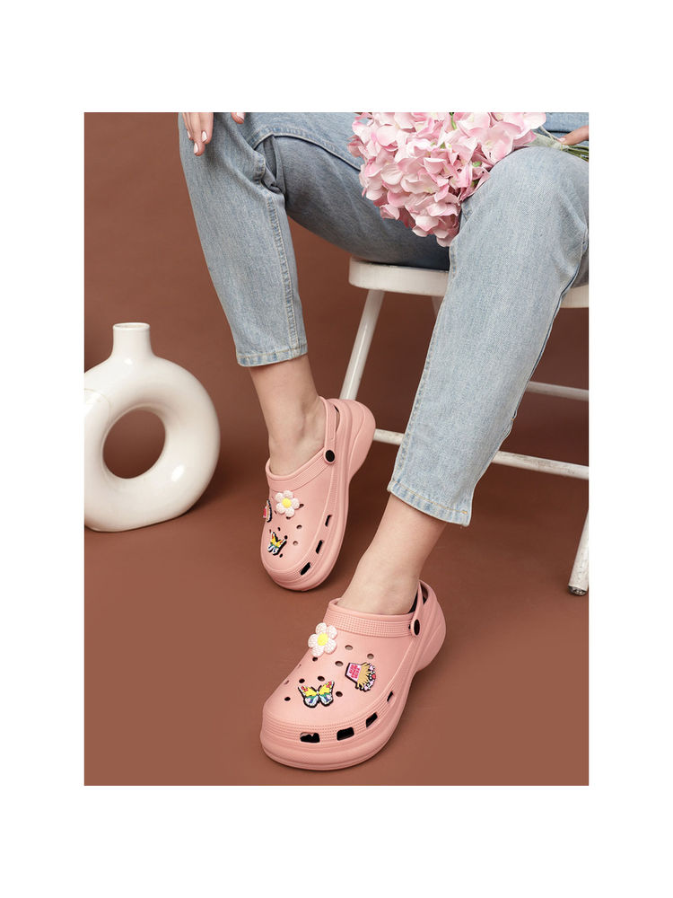 Truffle Collection Pink Solid Clogs-image-22