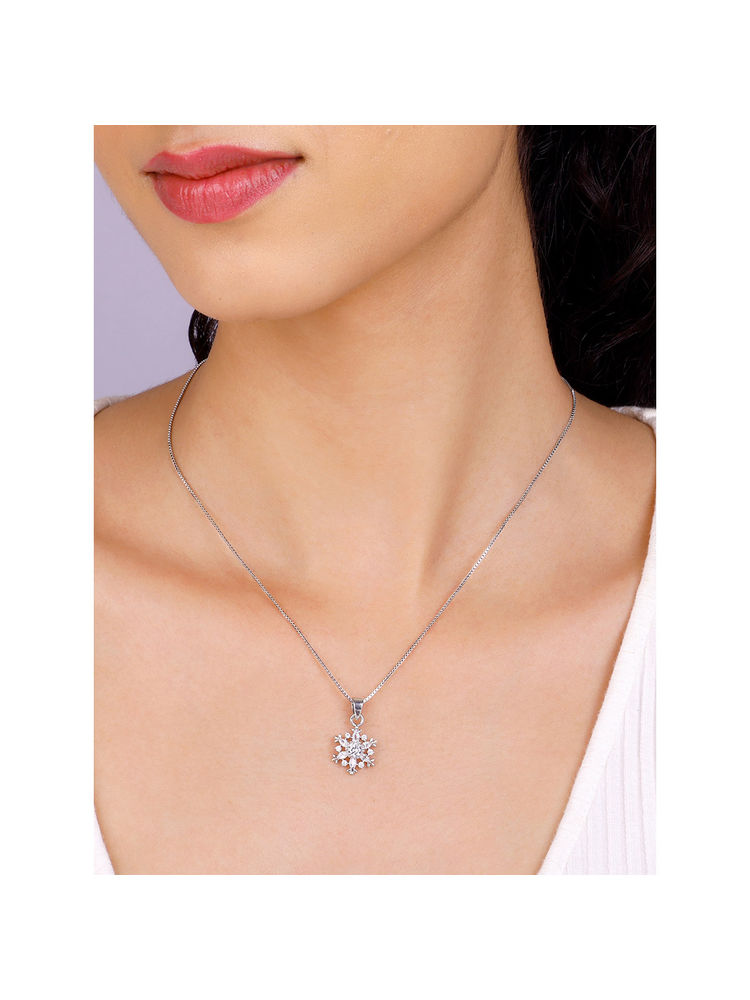 GIVA 925 Silver Snowflake Pendant with Box Chain-image-49
