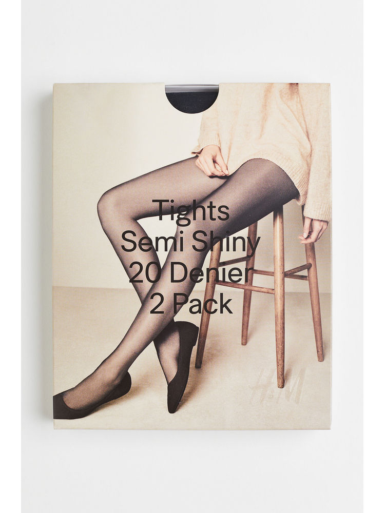 H&M Black 2-Pack 20 Denier Tights-image-2