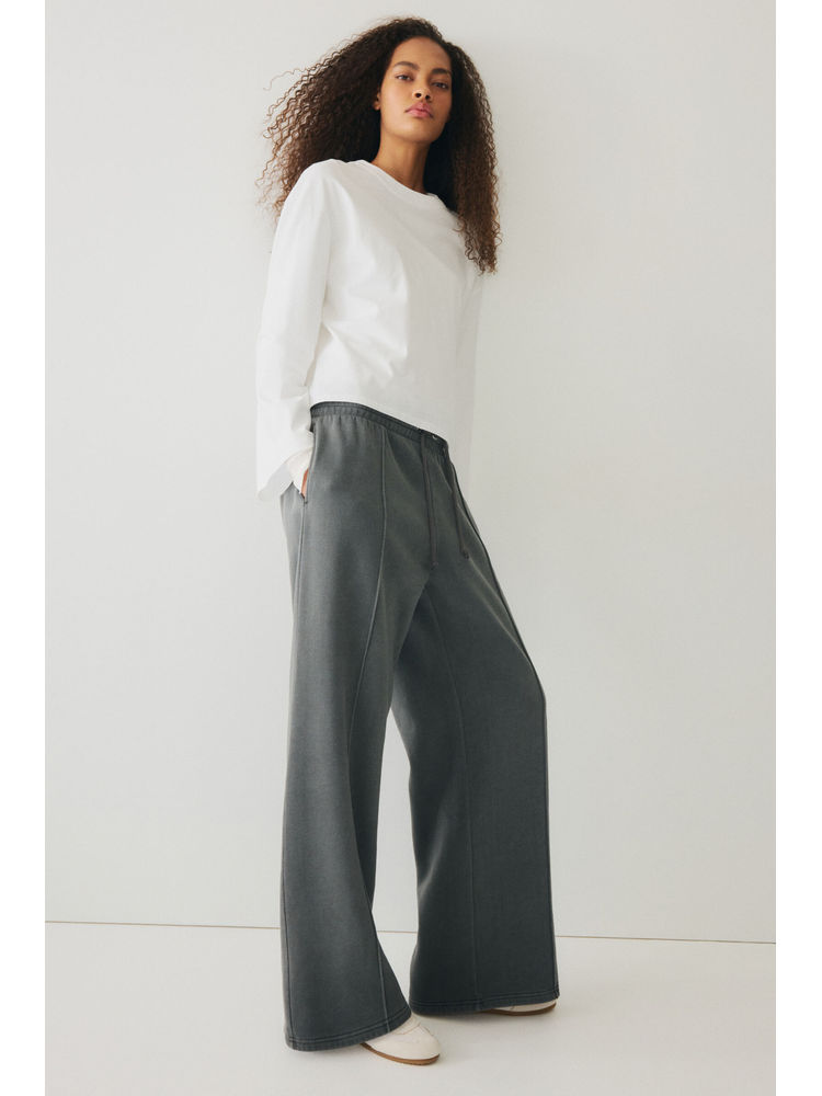 H&M Wide Crease-Front Sweatpants Grey-picture-11