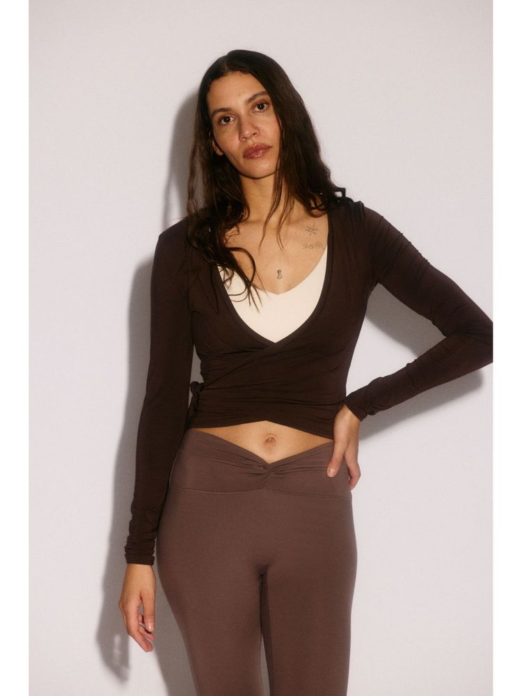 h&m move H&M Women Brown Sports wrap top in modal-picture-39