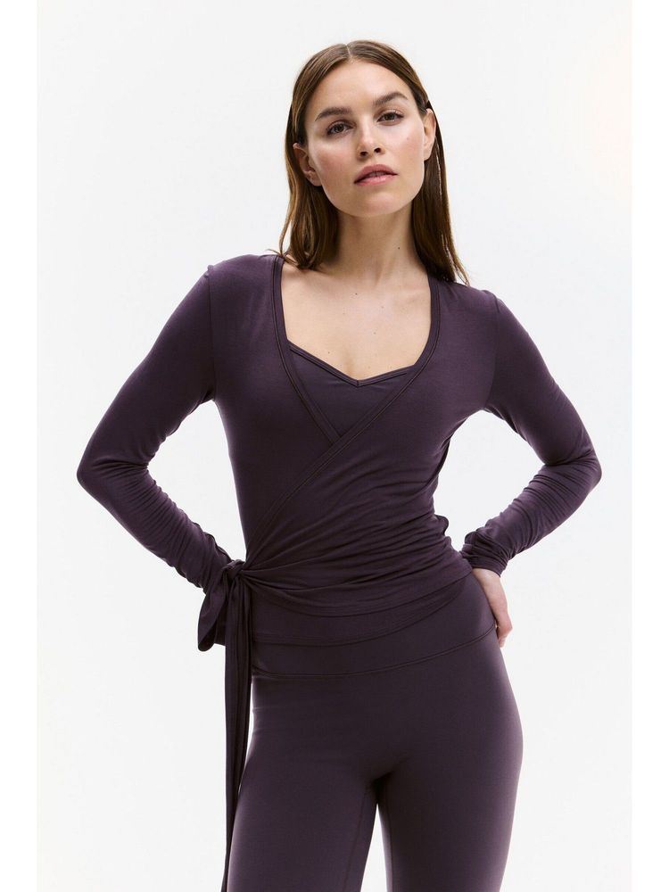 h&m move H&M Women Purple Sports Wrap Top In Modal-picture-15