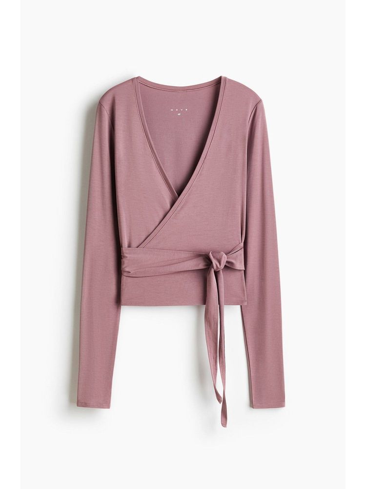 h&m move H&M Women Pink Sports Wrap Top In Modal-picture-11