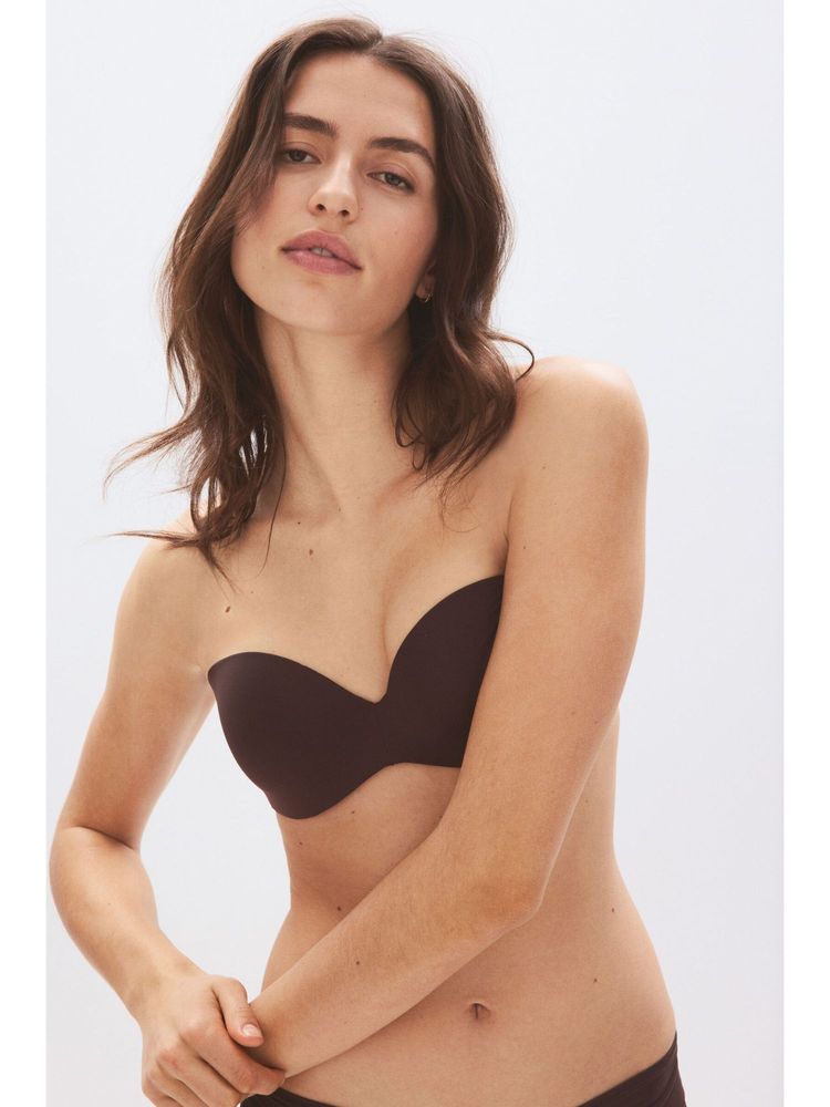H&M Women Brown Padded Microfibre Balconette Bra-picture-43
