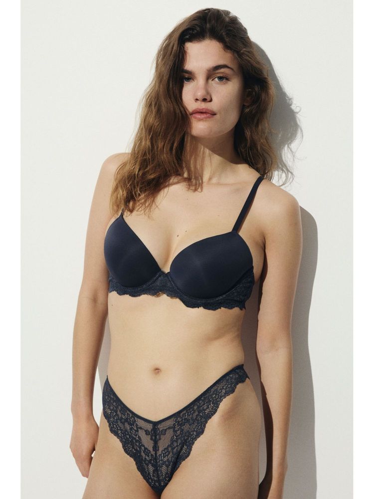 H&M Women Blue Microfibre Push-Up Bra-picture-15