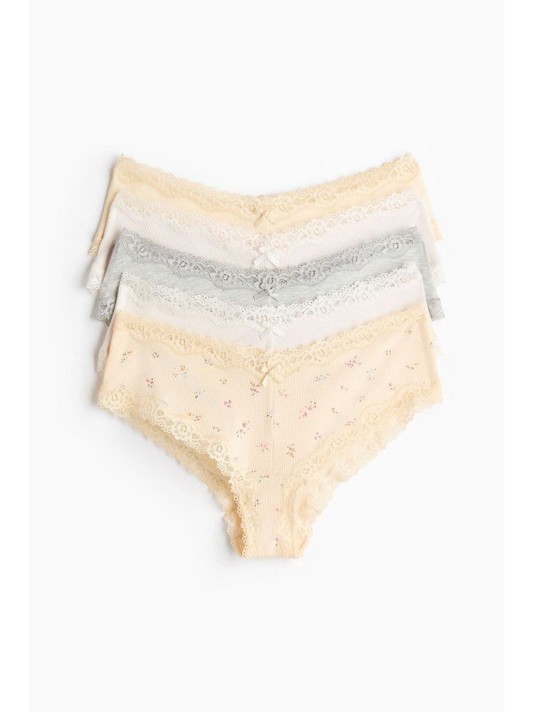 H&M Women Yellow 5-Pack Cotton And Lace Hipster Briefs-picture-19