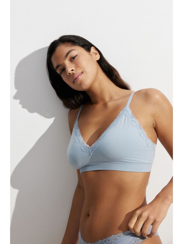 H&M Women Blue Seamless Padded Soft Bra-picture-27