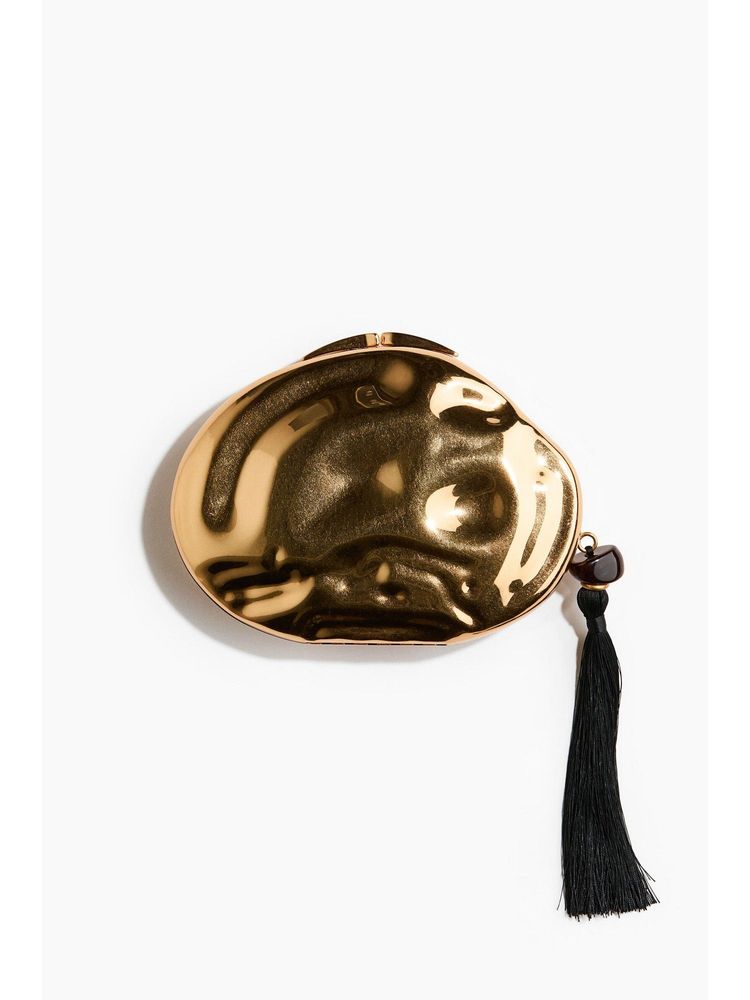 H&M Women Gold Asymmetric metal clutch-picture-22