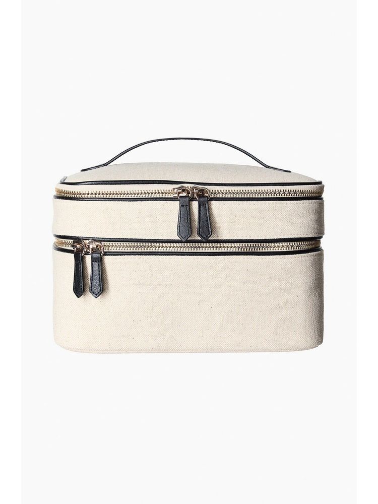 H&M Women Beige Linen-blend wash bag-picture-13