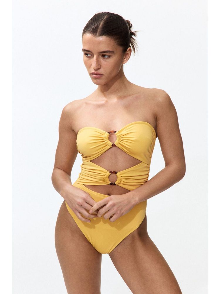 H&M Women Yellow Padded-cup bandeau swimsuit-picture-41