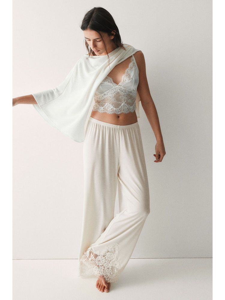H&M Women White Lace-trimmed pyjama bottoms-picture-30