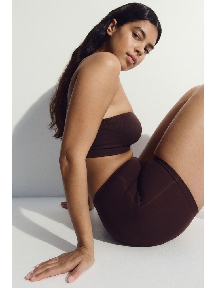 H&M Women Brown Seamless Light Shape Bikers-picture-23