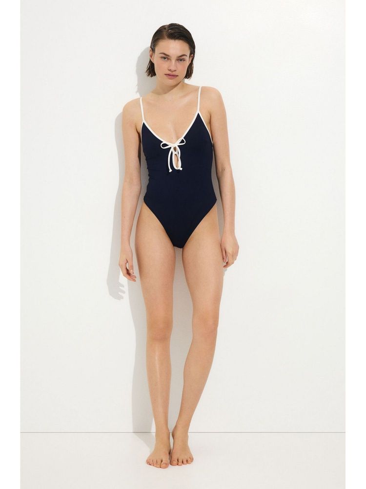 H&M Women Blue Padded-Cup High Leg Swimsuit-picture-25