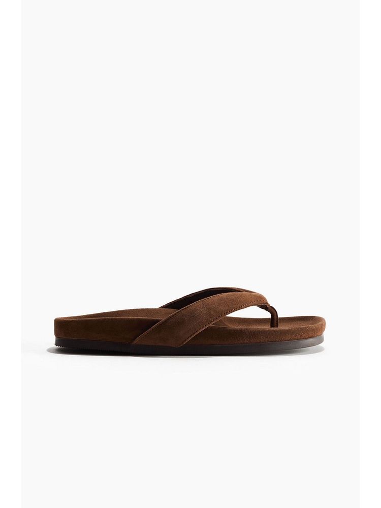 H&M Women Brown Leather Flip-Flops-picture-12