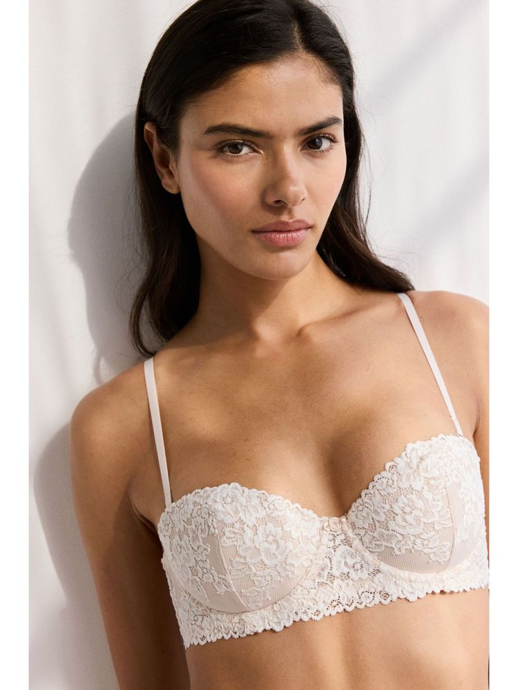H&M Women Beige Padded Lace Balconette Bra-picture-26