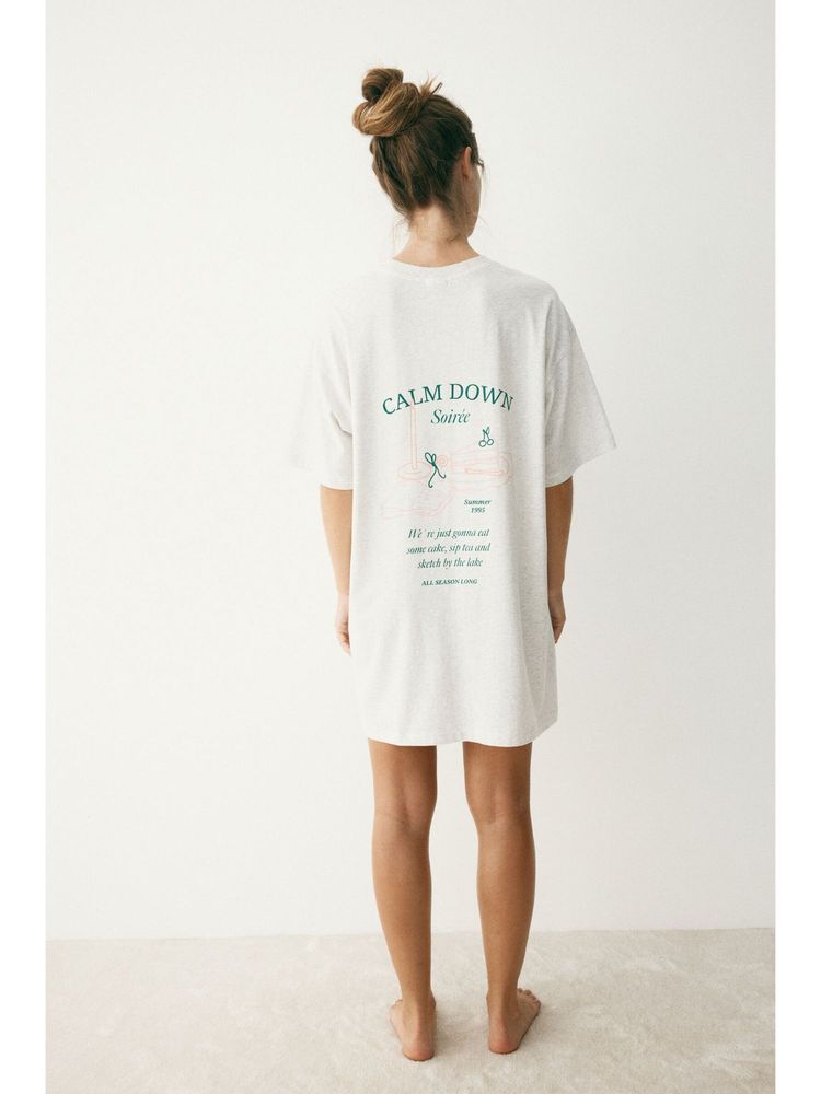 H&M Women Grey Printed Nightdress-picture-24