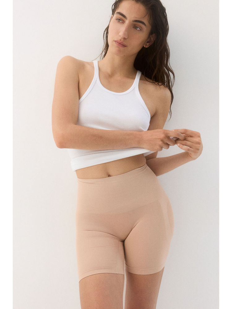 H&M Women Beige Firm Shape Push-Up Biker Brief-picture-28