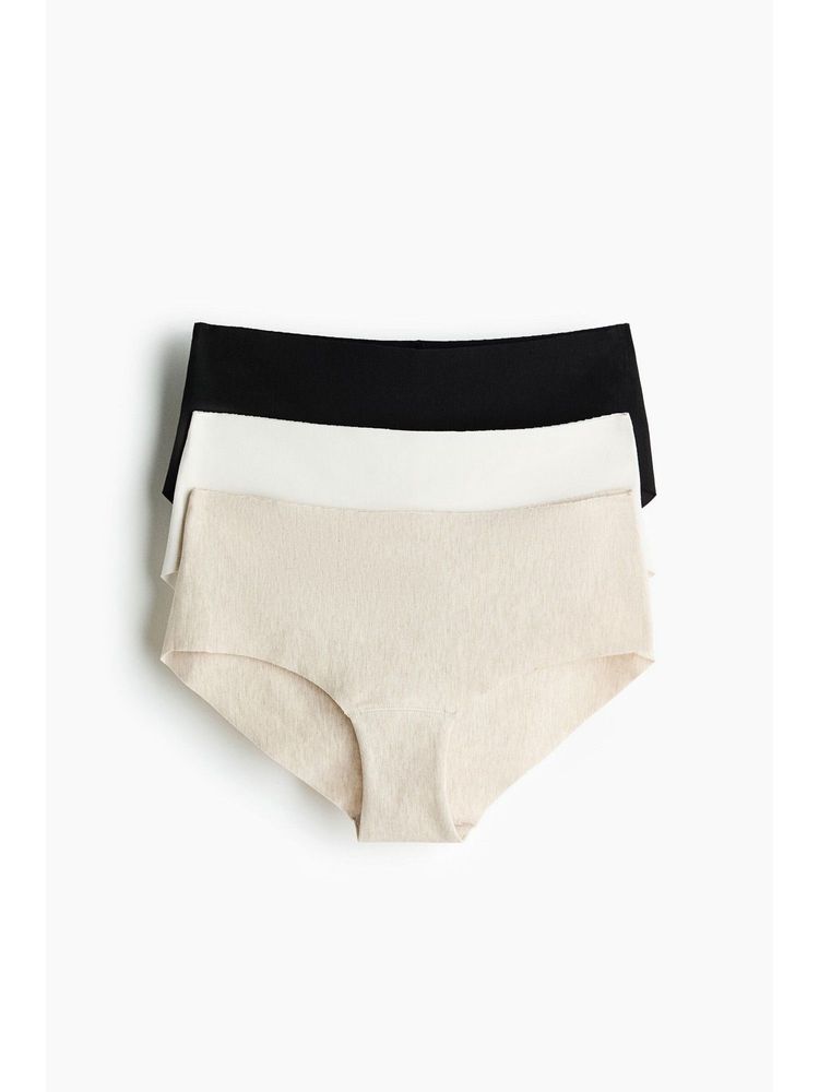 H&M Women Beige 3-Pack Invisible Cotton Hipster Briefs-picture-35
