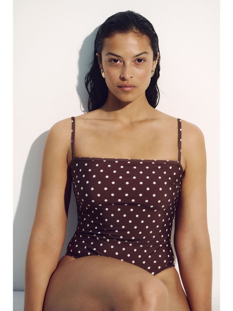 H&M Women Brown Padded-Cup High Leg Swimsuit-picture-45
