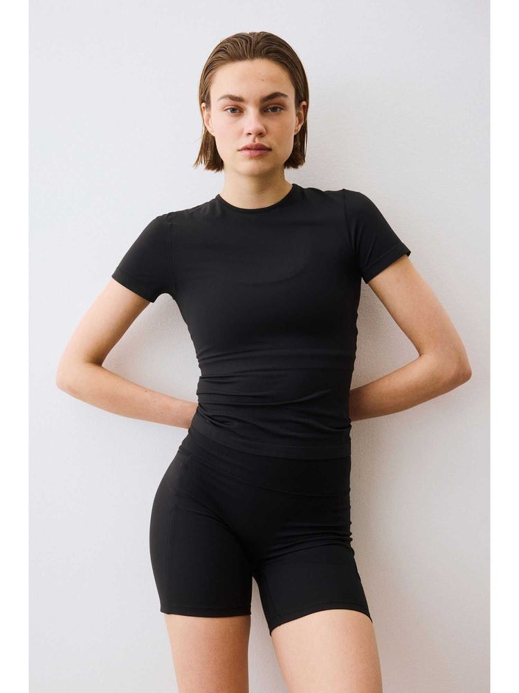 H&M MOVE Women Black Seamless Slim Fit Sports Top With Softmove-picture-13