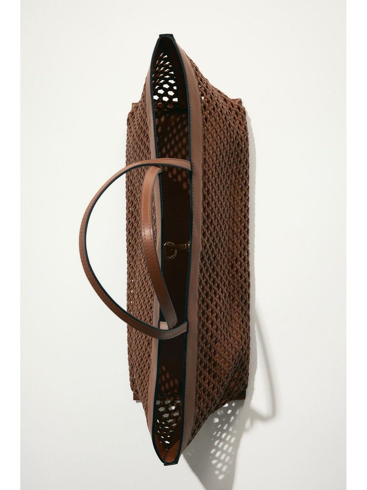 H&M Women Brown Lattice-Weave Shopper (One Size)-picture-35