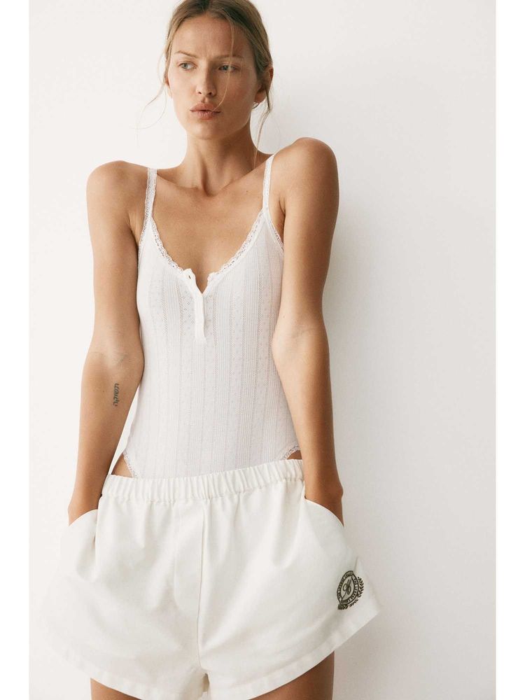 H&M Women White Cotton Pull-On Shorts-picture-23