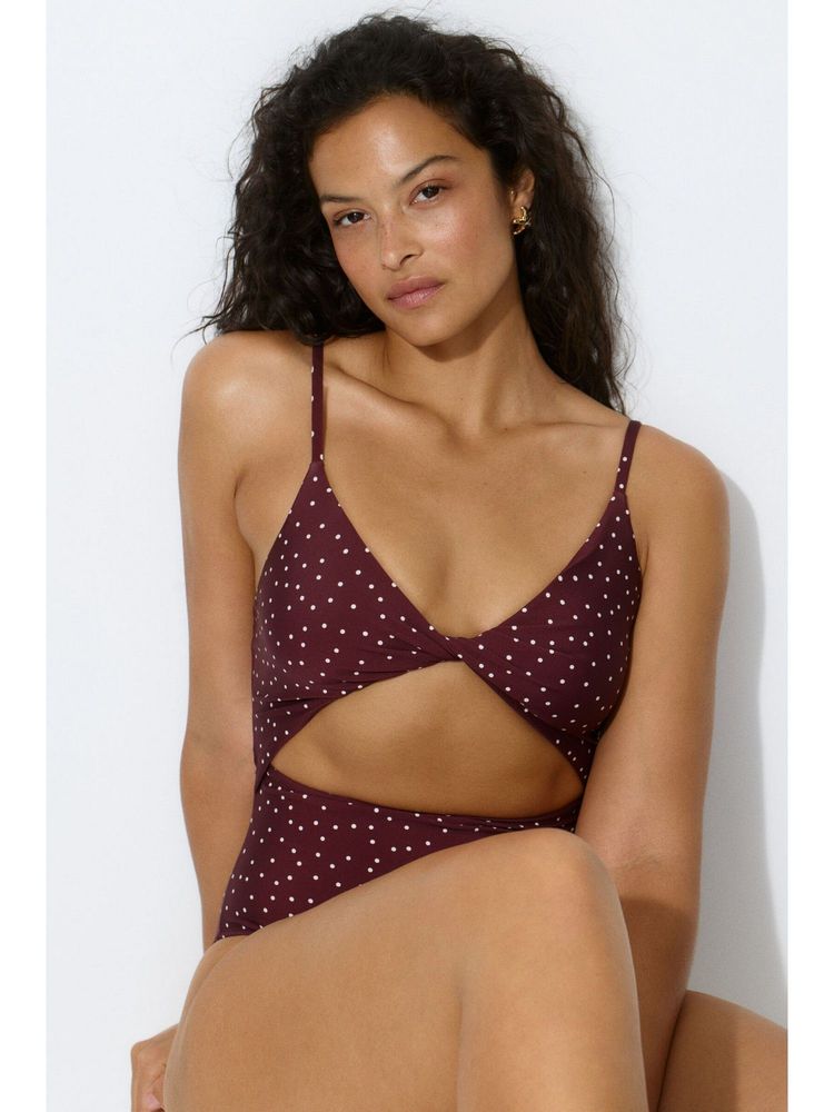 H&M Women Red Padded-Cup High Leg Swimsuit-picture-19