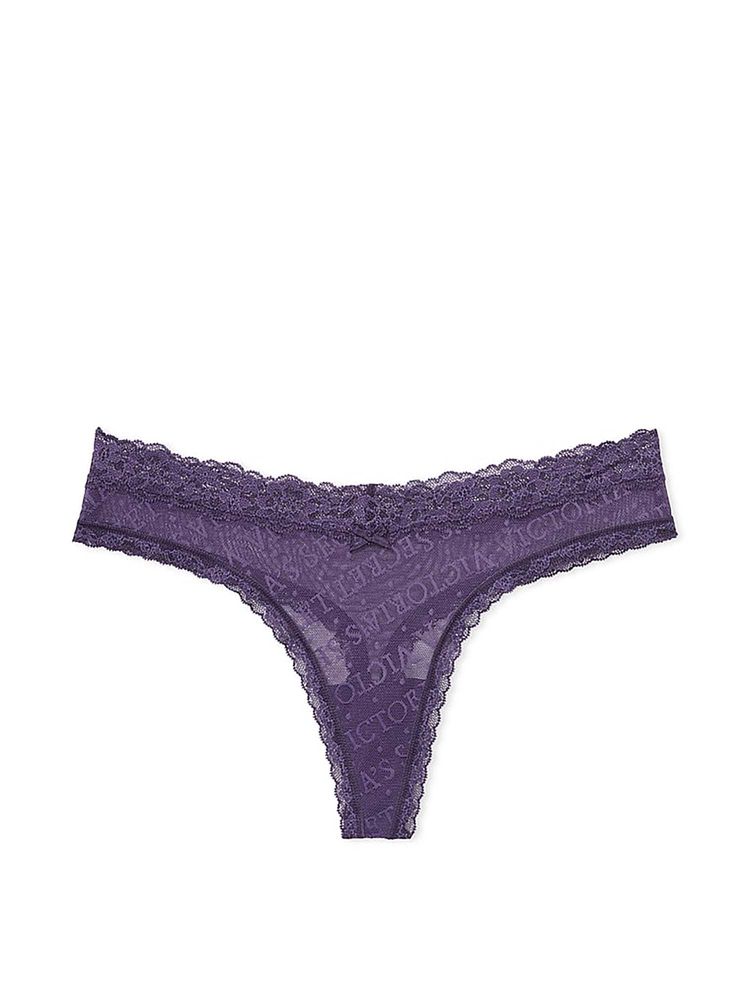 victoria's secret intimates Victoria's Secret Purple Lacie Logo Thong Panty-picture-17