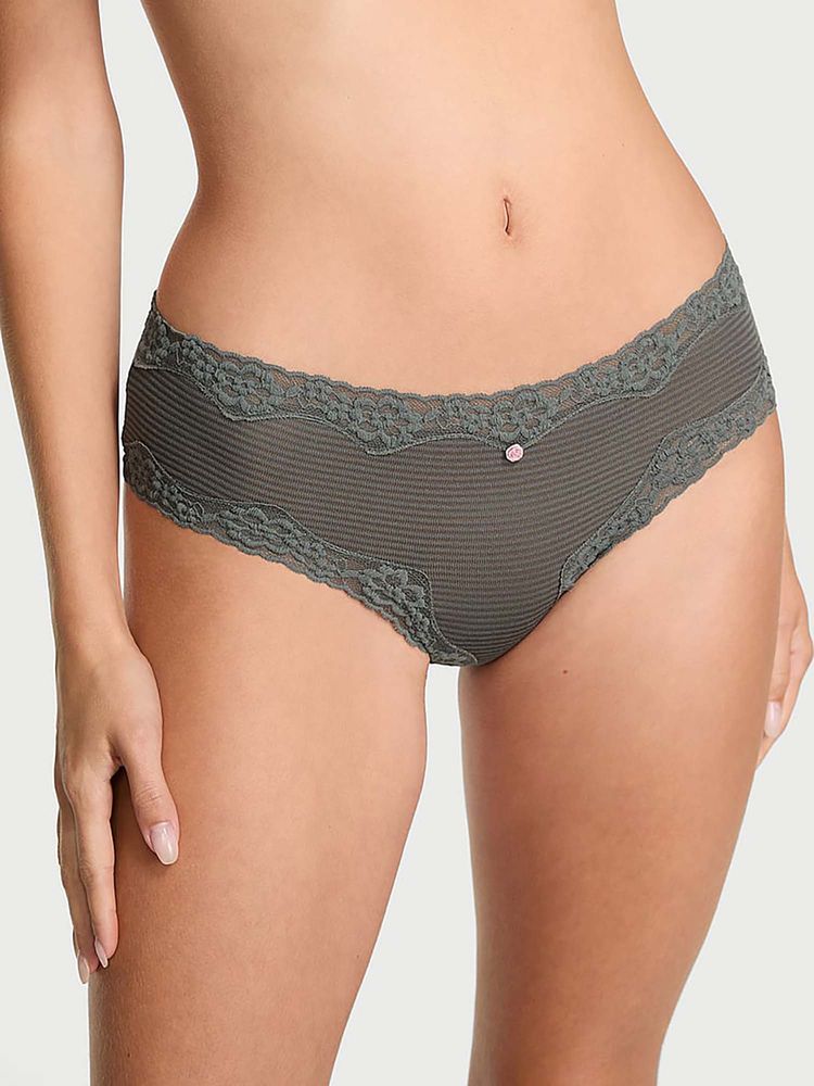 victoria's secret intimates Victoria's Secret Grey The Lacie Cotton Shadow Stripe Lace-Waist Cheeky Panty-picture-23