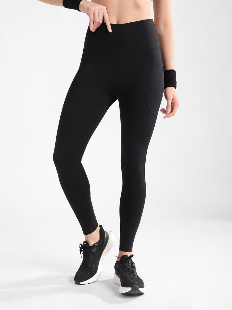 Nobero Women Black High Rise Nylon Skinny Fit Leggings-image-9
