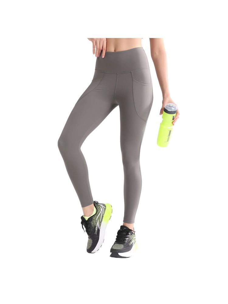 Nobero Women Grey High Rise Nylon Skinny Fit Leggings-picture-16