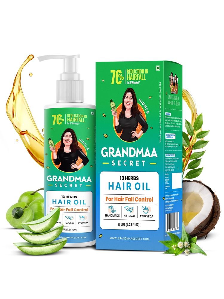 Nidhi's Grandmaa Secret 13 Herbs Hair Oil for Hair Fall Control, 100% Natural & Hand Made-image-10