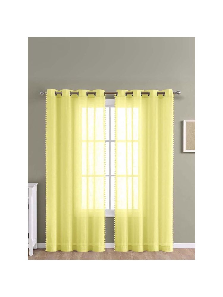 Haus & Kinder Yellow Linen Sheer Polyester Curtains-picture-3