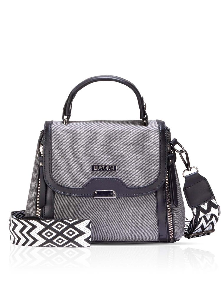 LUVOKSI Black Textured Polyurethane Slingbag with Detachable Strap-picture-49