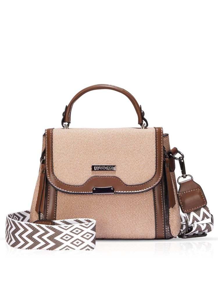 LUVOKSI Brown Textured Polyurethane Slingbag with Detachable Strap-picture-20