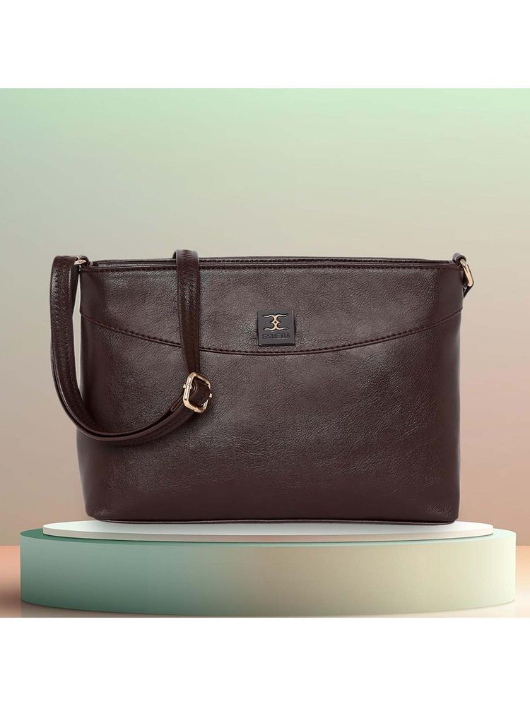 ESBEDA Brown Solid Pu Slingbag-picture-26