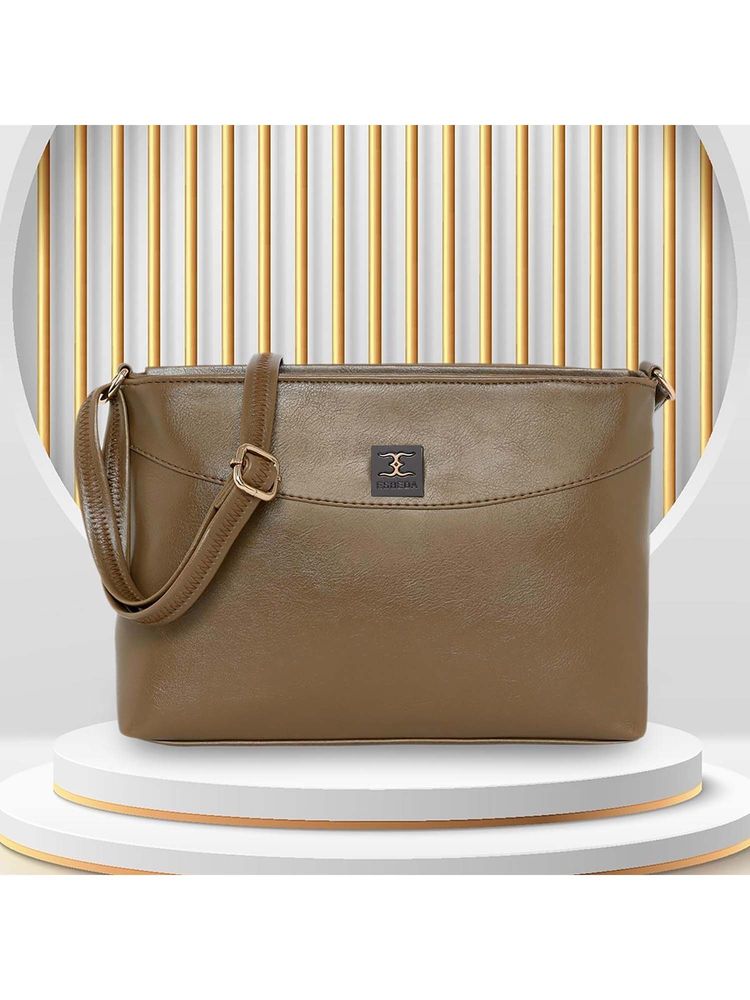 ESBEDA Tan Solid Pu Slingbag-picture-28