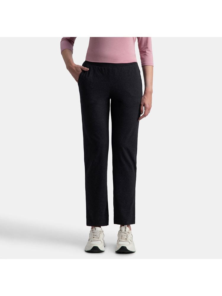 Jockey 1302 Women Super Combed Cotton Elastane Track Pant - Black Melange-picture-28