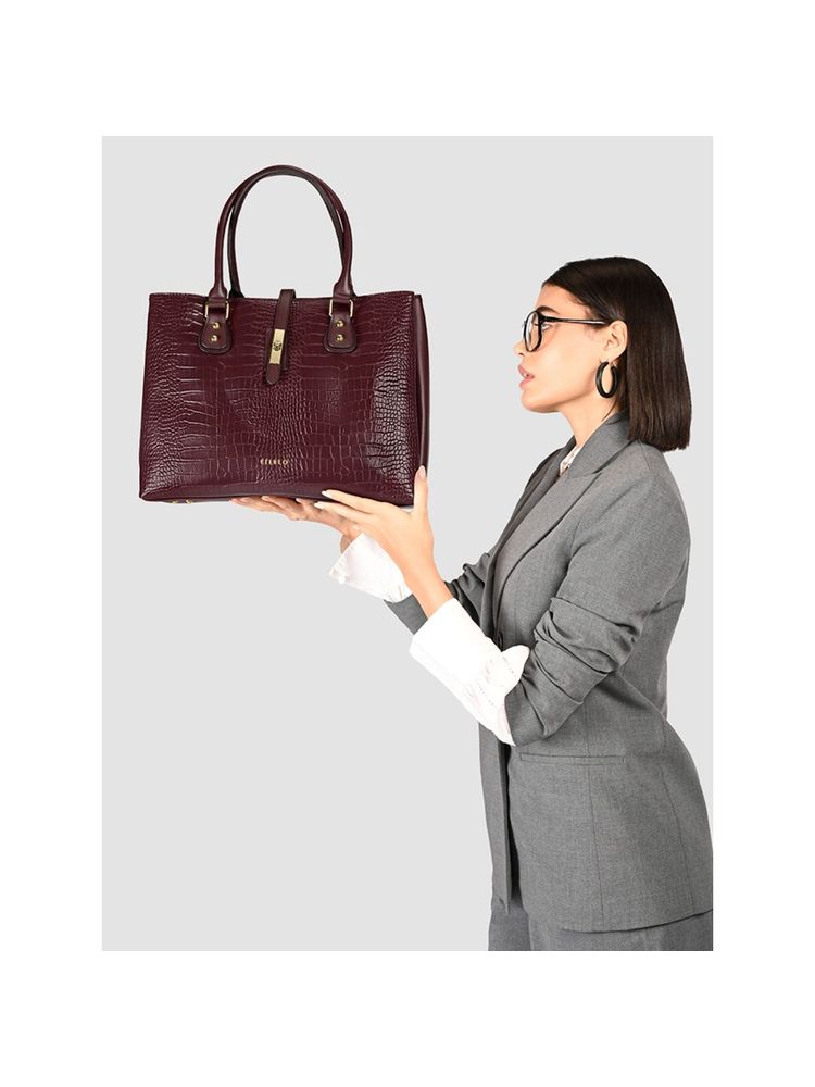 Lililo Maroon Over packer Tote Bag with Detachable Strap-image-2