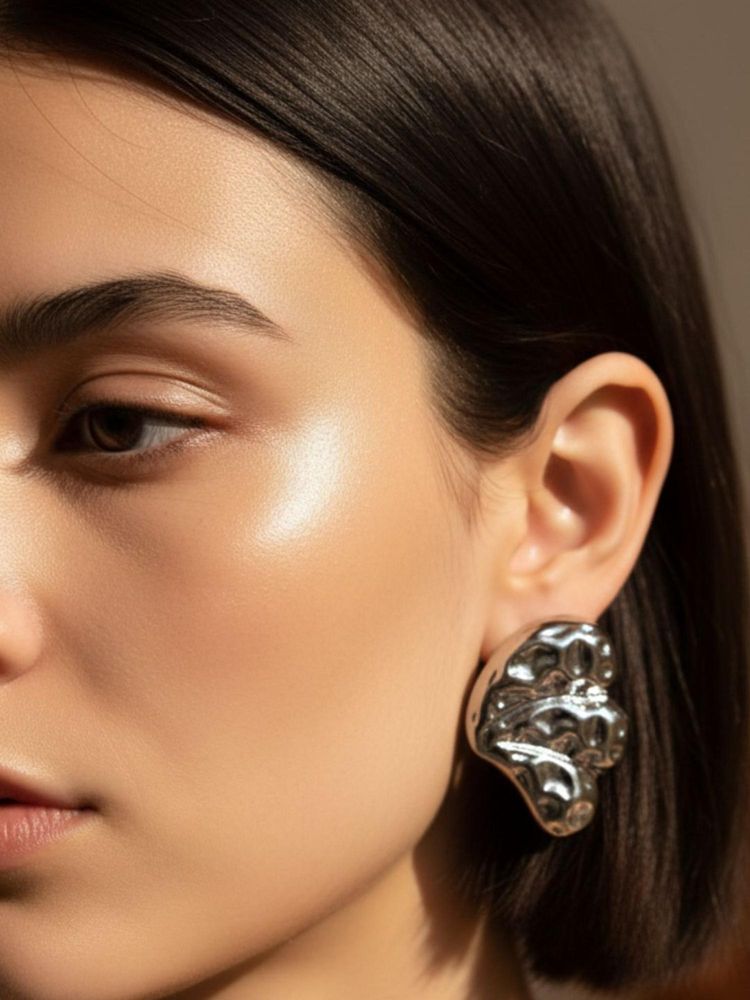 Niska Silver Plated Anti Tarnish Statement Drop Earrings-image-1