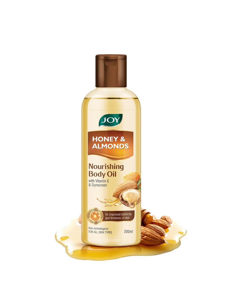 Joy Honey & Almonds Nourishing Body Oil with Vitamin E - Non Greasy, Lightweight & Quick Absorbing
