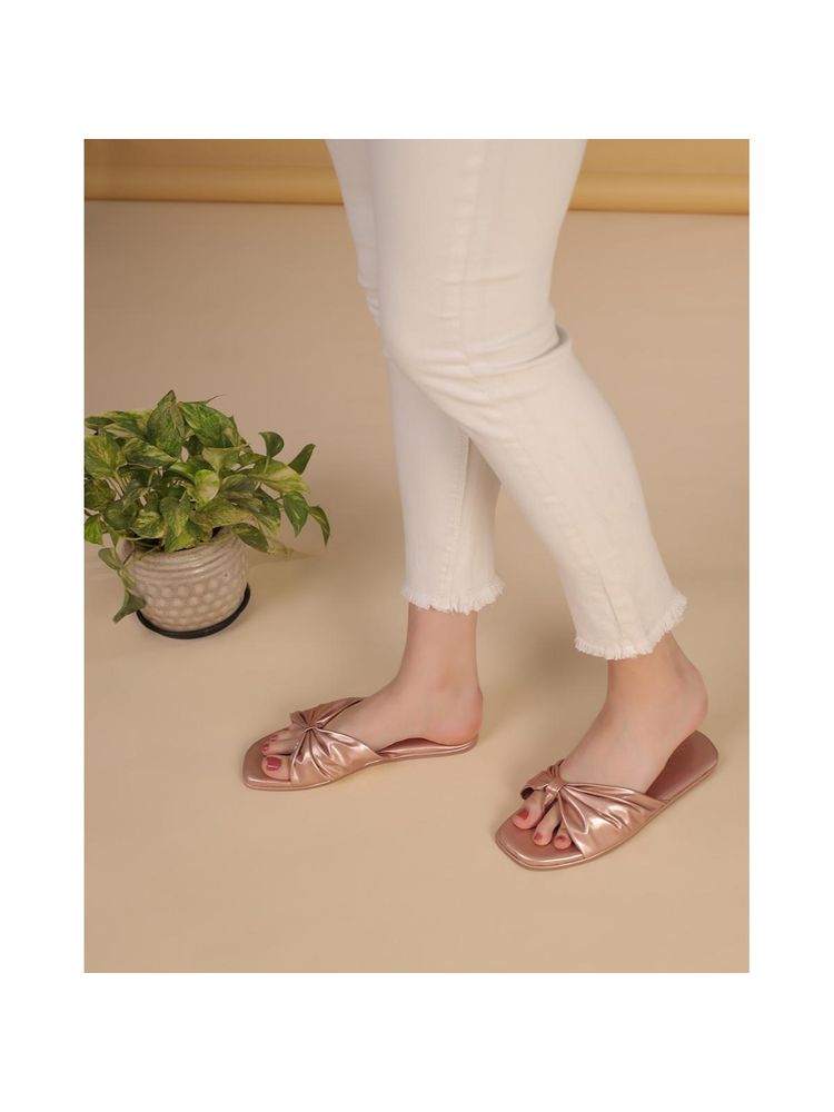 T.ELEVEN Solid Open Toe Flats-Rose Gold-picture-16