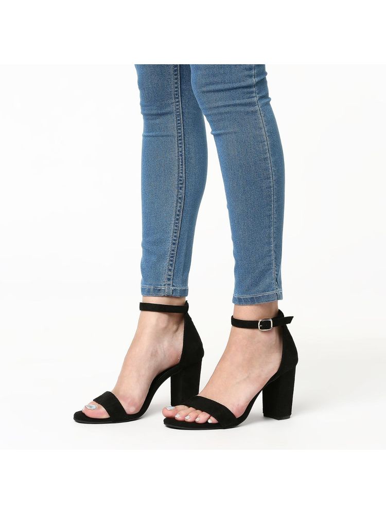 T.ELEVEN Open-Toe Chunky Block Heels Heeled Sandals-Black-picture-24