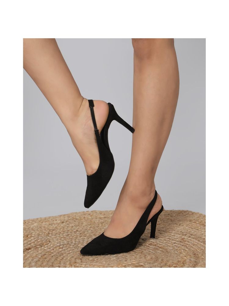 T.ELEVEN Pointed-Toe Stiletto Heeled Sandals-Black