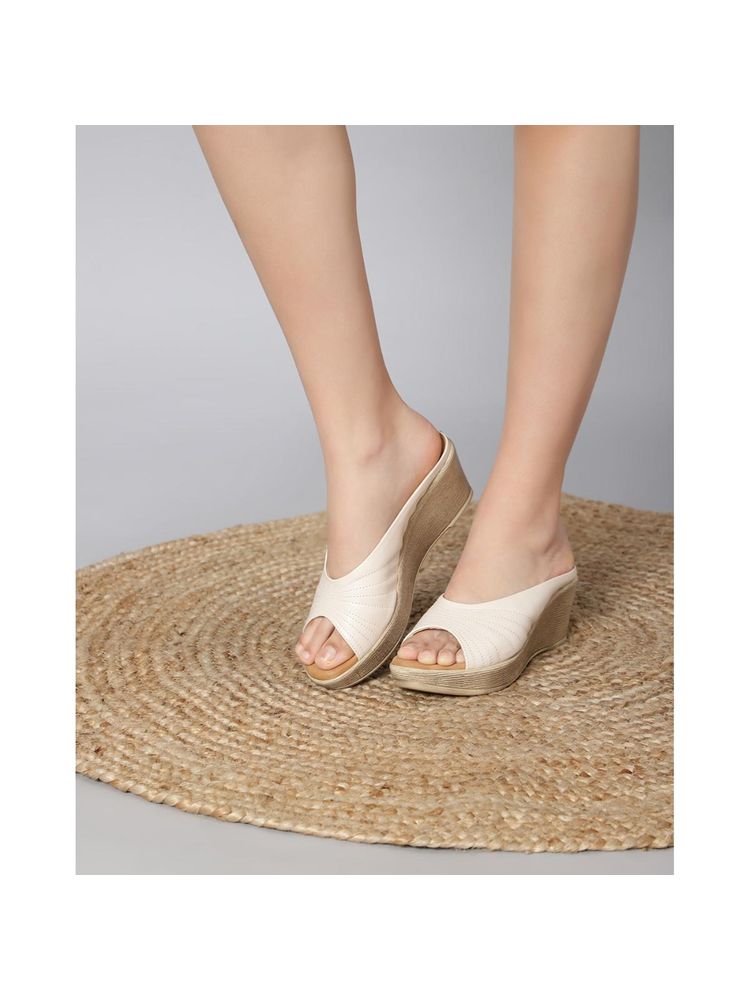 T.ELEVEN Open-Toe Slip-On Wedges Sandals-Ivory-picture-11